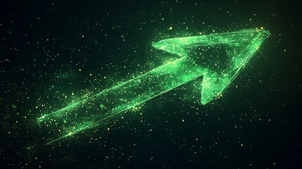 Dynamic green arrow motion graphics digital space abstract view
