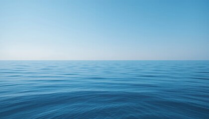 Fototapeta premium Calm Ocean Water Meets a Clear, Azure Sky