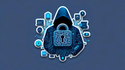 3D concept poster that visually represents the themes of data security and hacking. Incorporate elements that symbolize data theft and cyber fraud.