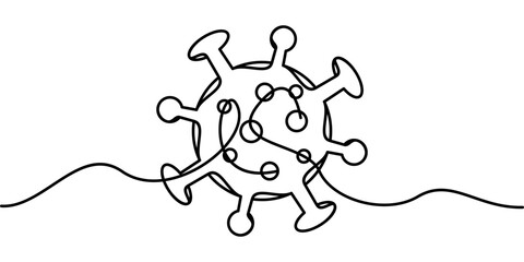 continuous line drawing of virus symbol. abstract line art illustration of health concept