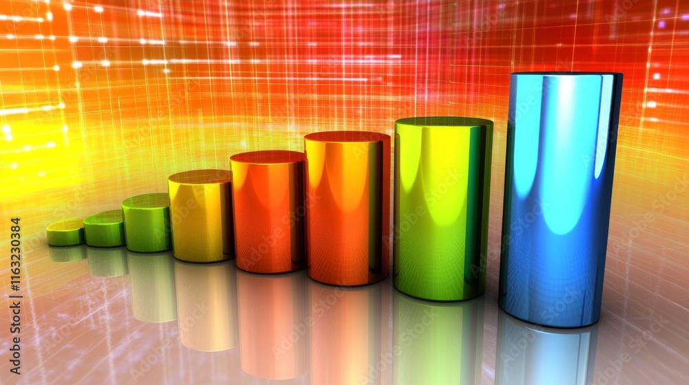 Leinwandbilder a d bar chart in vibrant colors representing financial growth, with glowing data points and a futuri