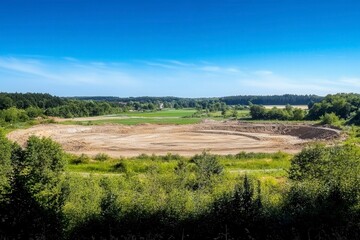 Obraz premium Expansive Land with Blue Sky and Green Vegetation