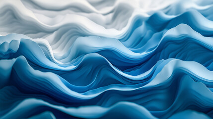 Fototapeta premium Abstract wave pattern in shades of blue isolated on white background for oceanic themes