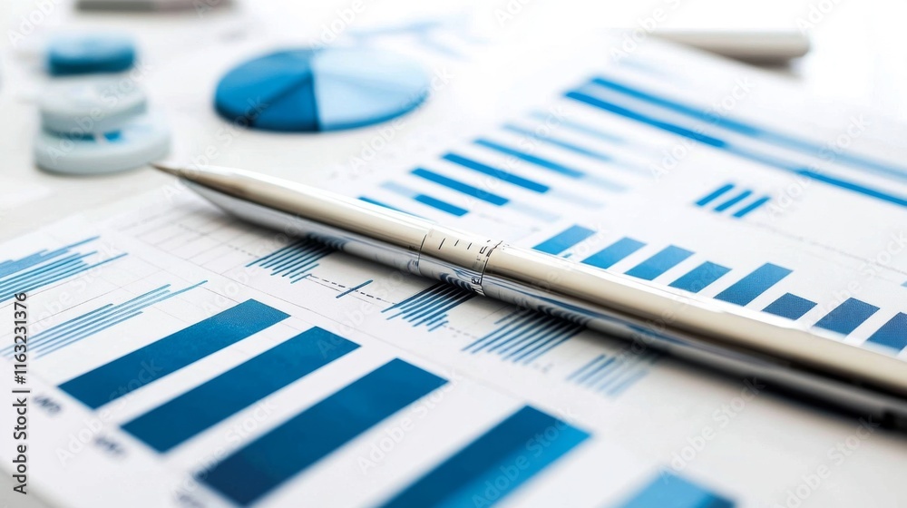 Aufkleber a close-up of a financial bar graph on a computer screen, showing business growth metrics and trends