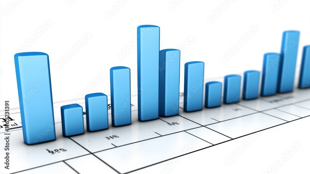 Aufkleber a close-up of a financial bar graph on a computer screen, showing business growth metrics and trends
