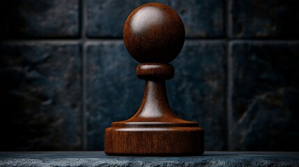 The Pawn's Journey: A solitary wooden pawn, the smallest piece on the chessboard, stands tall against a backdrop of dark, textured tiles.  The image evokes a sense of determination and potential.