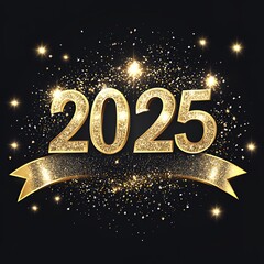 2025 Happy New year, festive luxury voluminous sparkling