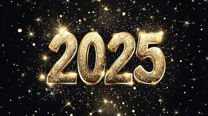 2025 Happy New year, festive luxury voluminous sparkling