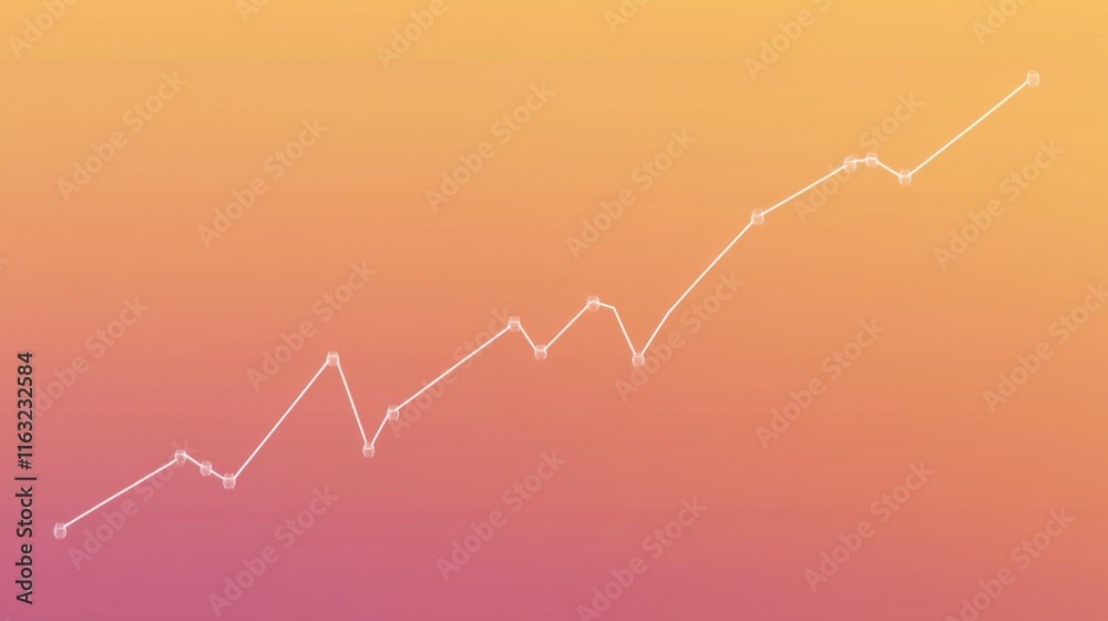 Aufkleber a digital line graph showing financial trends and market analysis, with a glowing gradient backgroun