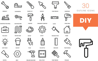 Set of minimalist linear diy icons. Vector illustration