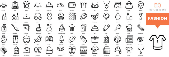 Set of minimalist linear fashion icons. Vector illustration