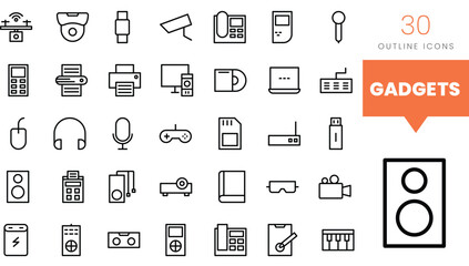 Set of minimalist linear gadgets icons. Vector illustration