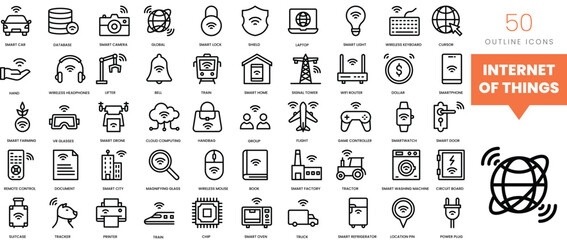 Set of minimalist linear internet of things icons. Vector illustration