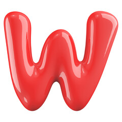 3D Alphabet Letter Font W