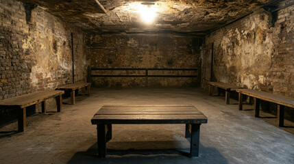 Underground Boxing Venue with Low Ceiling and Exposed Brick Walls