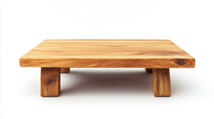 Compact wooden coffee table with clean edges isolated on white background ideal for decor