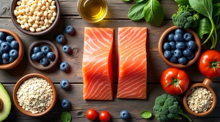 Healthy foods displayed with vibrant ingredients promoting nutritious choices for a balanced lifestyle meal plan

