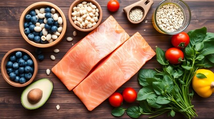 Healthy foods displayed with vibrant ingredients promoting nutritious choices for a balanced lifestyle meal plan

