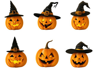 Halloween pumpkins set available on transparent background.PNG