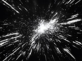 Abstract Light Burst, Black and White Energy