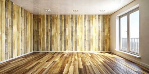 Wide Angle Cream Yellow Brown Wood Floor White Wall Room Interior Design Photography