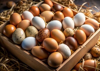 Wide-Angle Photography: Eggs in a Carton, Colorful, Fresh, Farm-Fresh Eggs, Egg Packaging, Breakfast Food, Grocery Shopping
