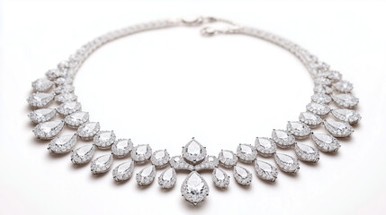 Obraz premium Elegant diamond necklace isolated on white background for luxury themes