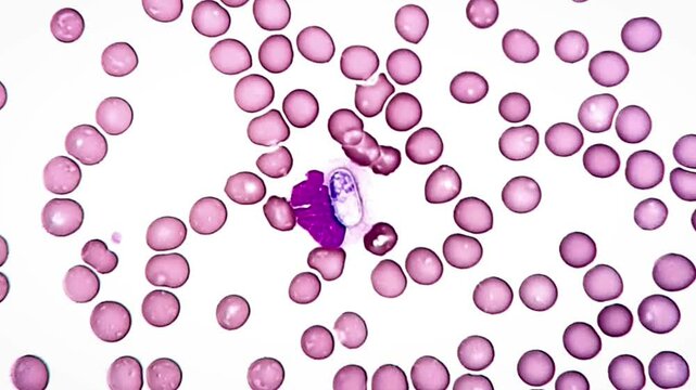Hepatozoon parasites in dogs blood smear under microscope 