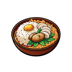 Detailed close-up vector illustration of a traditional Thai breakfast dish, showcasing vibrant colors and intricate textures.  Emphasis on visual appeal and authentic representation.