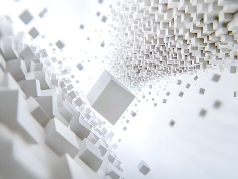 Fototapeta Abstract White Cubes in Motion