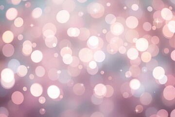 Fototapeta premium Abstract soft pink bokeh light effect with glowing circles, soft pastel background, concept of dreamy atmosphere and festive mood. Ai generative