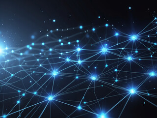 Fototapeta premium An abstract digital illustration depicting a glowing network of interconnected nodes and lines, symbolizing technology, data flow, and connectivity in a futuristic style.