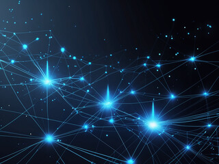 Fototapeta premium An abstract digital illustration depicting a glowing network of interconnected nodes and lines, symbolizing technology, data flow, and connectivity in a futuristic style.