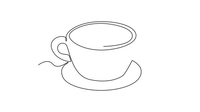 Coffee beverage Concept. Single line draw design. Full length animation illustration. High quality 4k footage.
