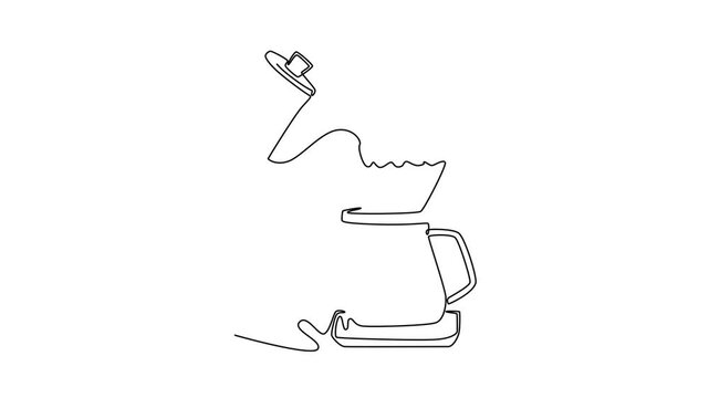 Coffee beverage Concept. Single line draw design. Full length animation illustration. High quality 4k footage.
