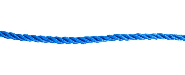 close up of blue rope isolated on white