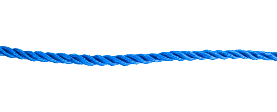 close up of blue rope isolated on white