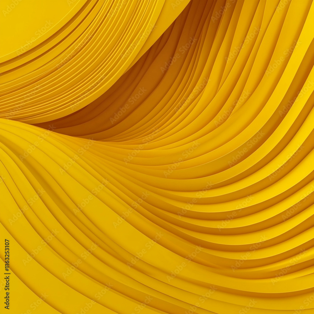 Poster the image is a yellow background abstract piece with a wave-like pattern.