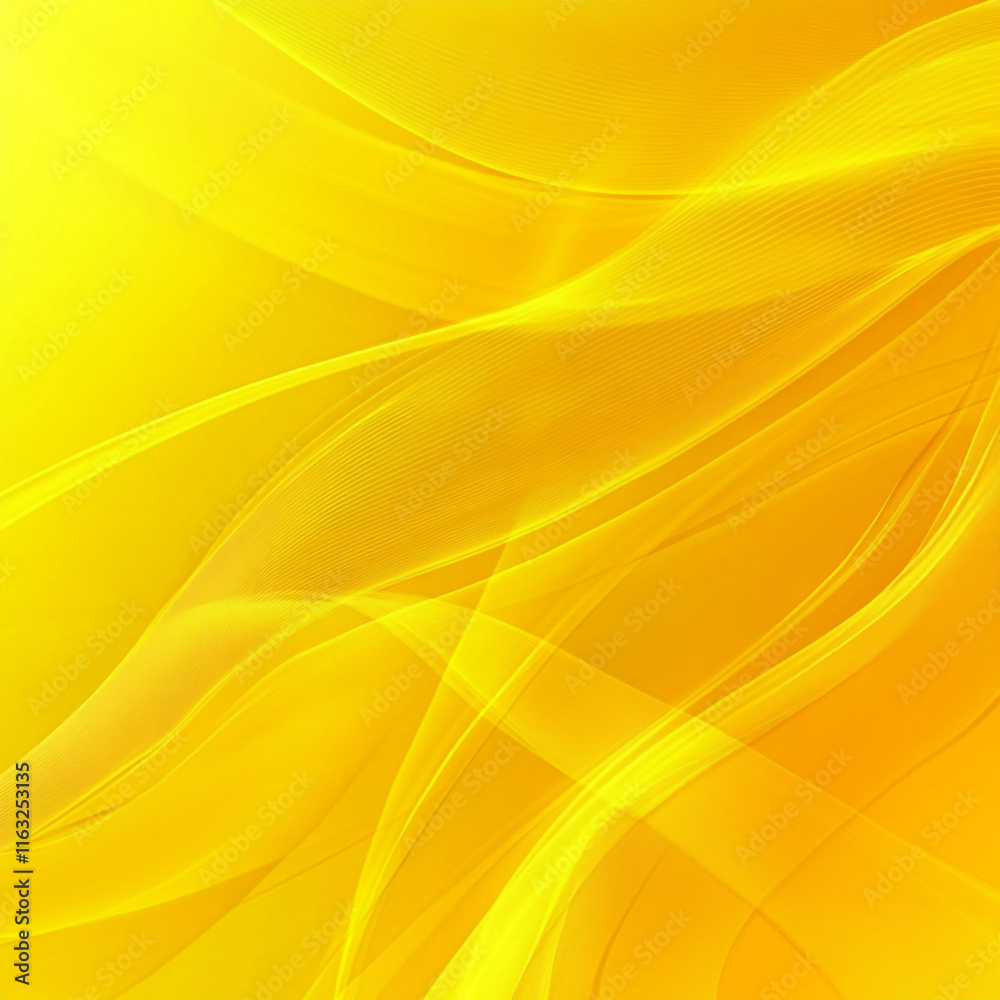Poster the image is a yellow background abstract piece with a wave-like pattern.