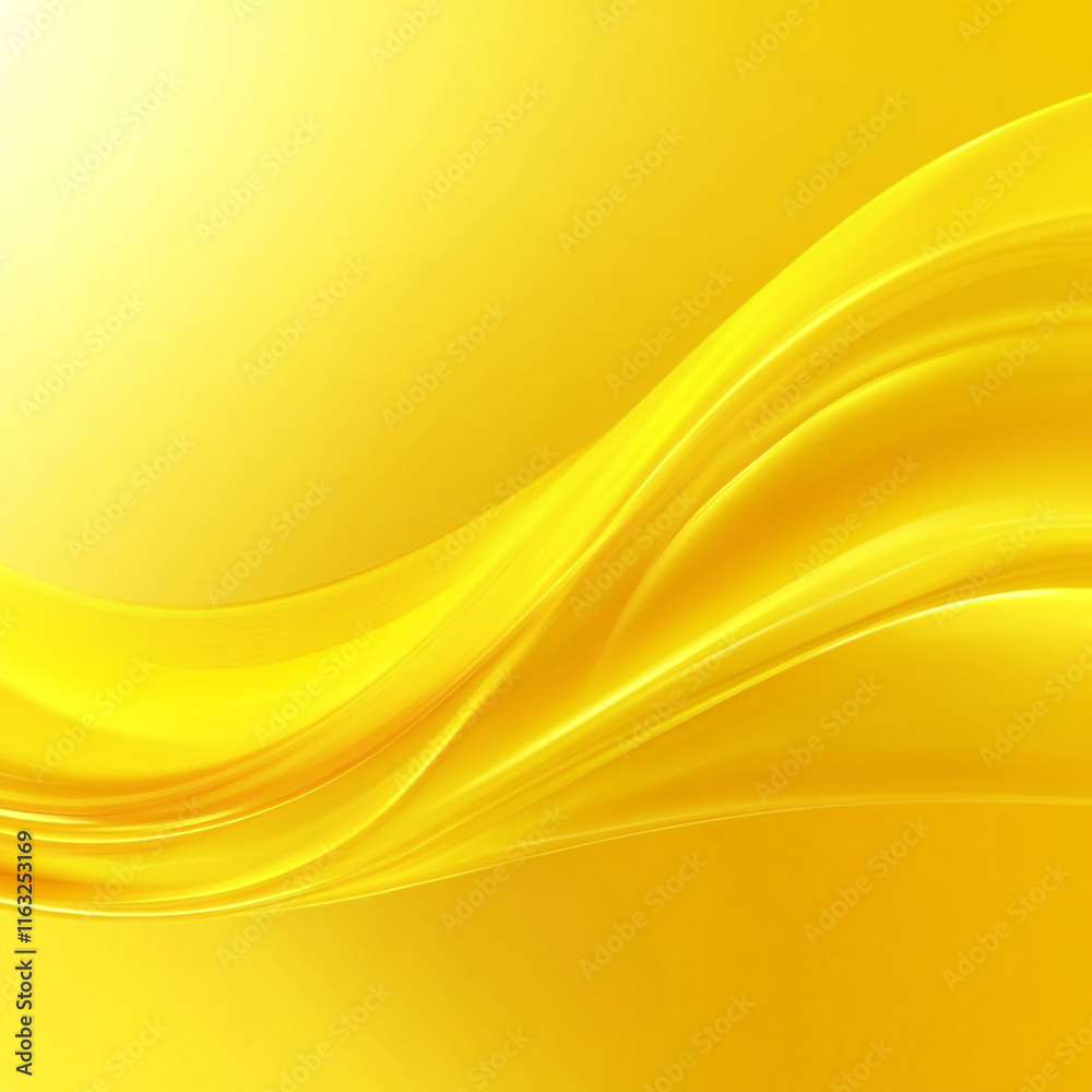 Poster the image is a yellow background abstract piece with a wave-like pattern.