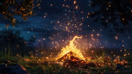Naklejka premium Campfire Glow in the Night