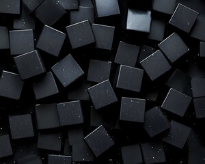 Abstract Black Cubes with Specks