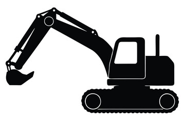 Construction excavator silhouette vector illustration isolated on a white background