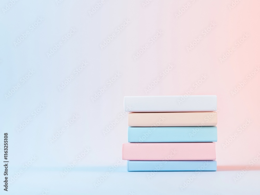 Poster Pastel Notebooks in Soft Focus Surreal Minimalism with a Calming Atmosphere