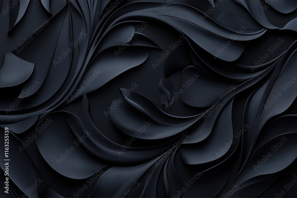 Poster elegant black abstract swirl design creating a textured surface for visual intrigue