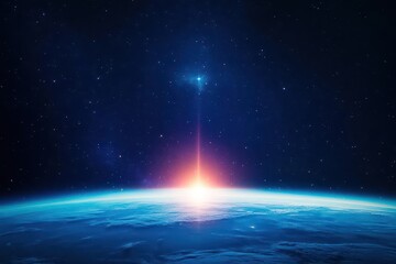 Twilights last light radiating across orbiting star systems, vibrant and majestic