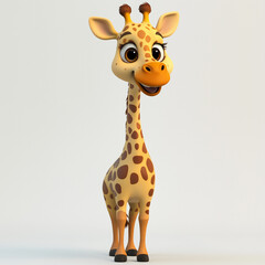 Obraz premium Friendly Giraffe Adorable 3D Cartoon for Kids.