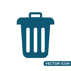 Minimalist Rubbish Bin Icon Design Template 