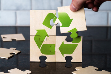 Recycling Puzzle Pieces Representing Sustainability Environmentally Friendly Environment Awareness