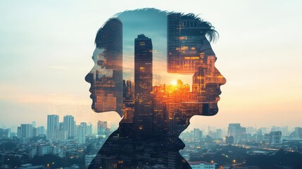 financial benefits of flexible work hours close up, focus on, copy space golden tones double exposure silhouette with currency